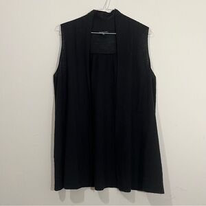 Eileen Fisher 100% Wool Sleeveless Open Cardigan Black Size M Petite Thin Knit